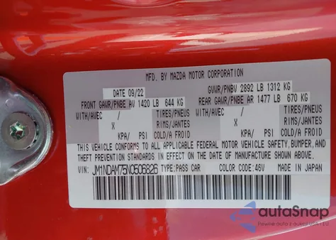 2022 Mazda Mx-5 Miata Rf Grand Touring from USA, damaged, VIN JM1NDAM75N0506826